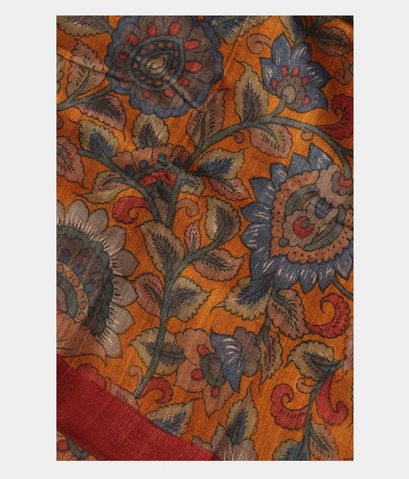 Mustard Yellow Tussar Printed Saree T282580-image