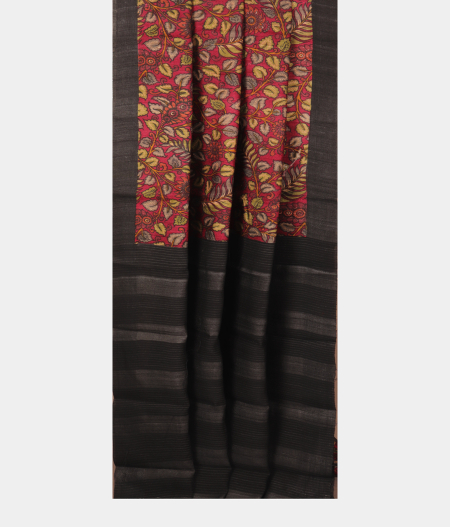 Dark Magenta Tussar Printed Saree T2825742