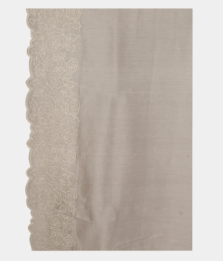 Grey Kora Organza Embroidery Saree T2768823
