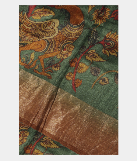 Green Tussar Printed Saree T283960-image