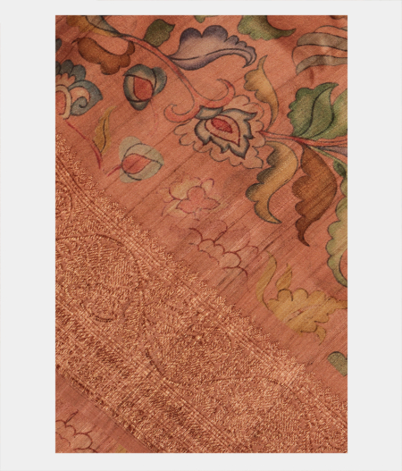 Salmon Pink Tussar Printed Saree T282512-image