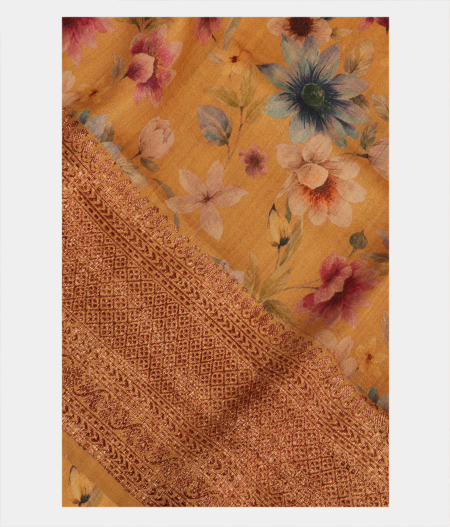 Light Yellow Tussar Printed Saree T282509-image