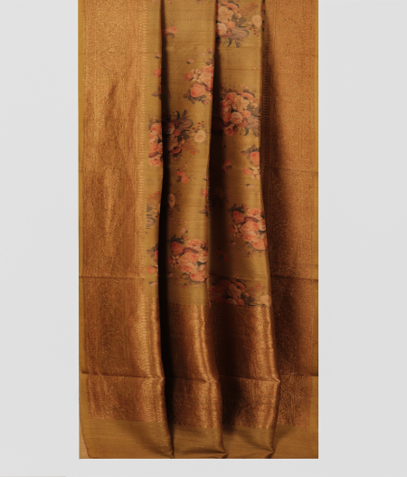 Green Tussar Printed Saree T2825132