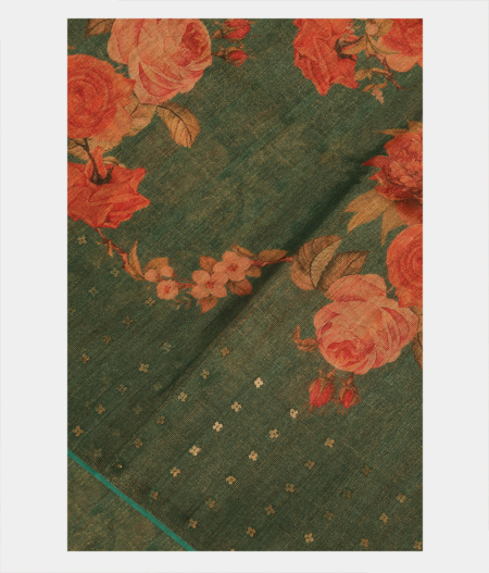 Green Tussar Printed Saree T283818-image