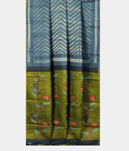 Blue Tussar Printed Saree T2821692