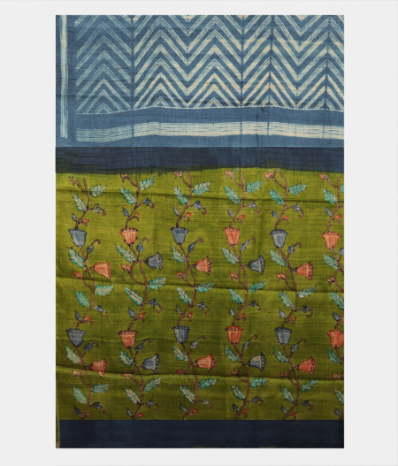 Blue Tussar Printed Saree T2821694