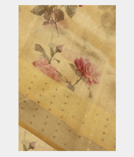 Yellow Tissue Organza Printed Saree T283179-image