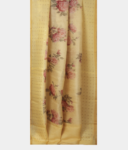 Yellow Tissue Organza Printed Saree T2831792