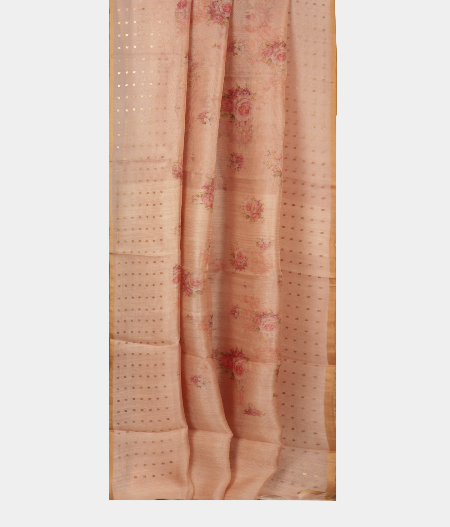 Light Pink Tissue Organza Printed Saree T2831912