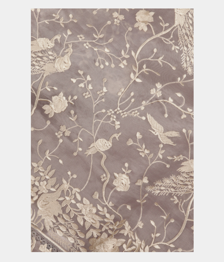 Grey Kora Organza Embroidery Saree T284036-image