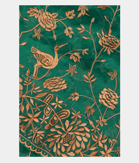 Teal Green Kora Organza Embroidery Saree T272769-image