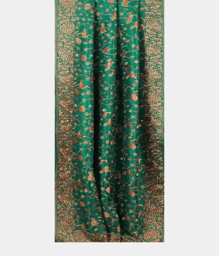 Teal Green Kora Organza Embroidery Saree T2727692
