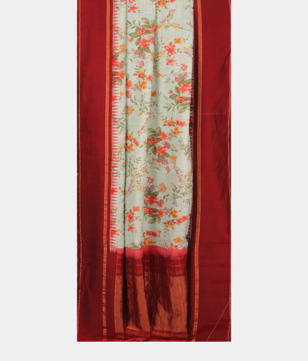 Blue Printed Soft Silk Saree T2831522