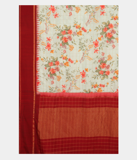 Blue Printed Soft Silk Saree T2831524