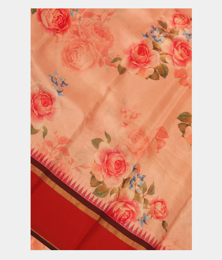 Peach Printed Soft Silk Saree T283145-image