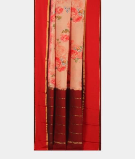 Peach Printed Soft Silk Saree T2831452