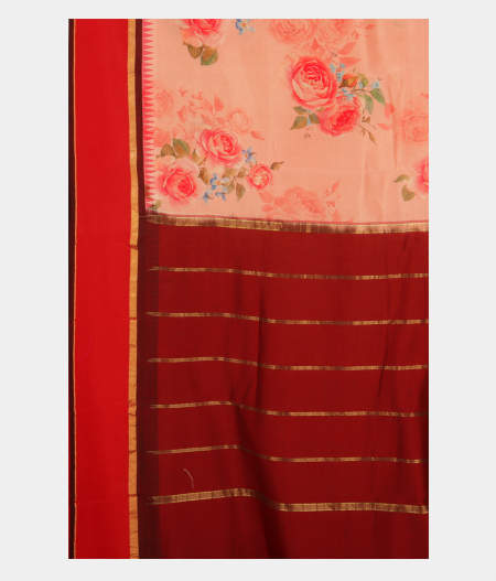 Peach Printed Soft Silk Saree T2831454