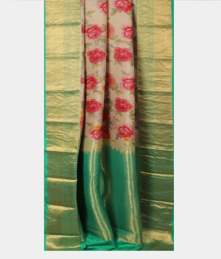 Grey Printed Soft Silk Saree T2824542