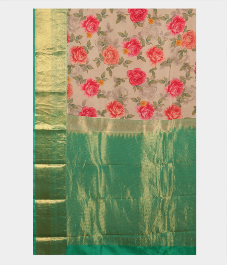 Grey Printed Soft Silk Saree T2824544