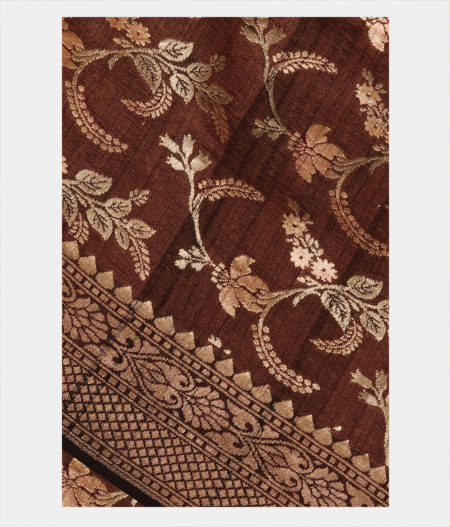 Brown Tussar Georgette Silk Saree T261815-image