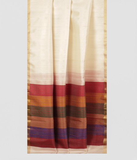 White Woven Raw Silk Saree T2714752