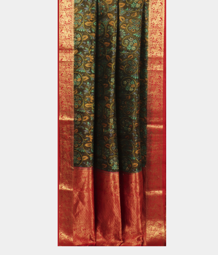 Olive Green Tussar Printed Saree T2791732