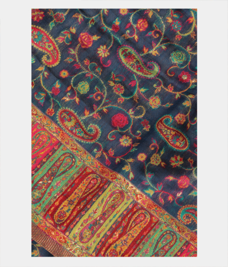 Blue Cashmere Kani Silk Dupatta T268025-image