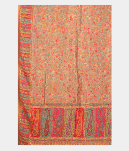 Beige Cashmere Kani Silk Dupatta T2017393