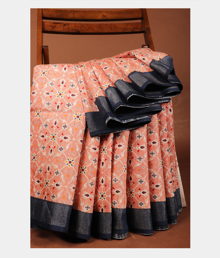 Light Pink Tussar Printed Saree T2831042