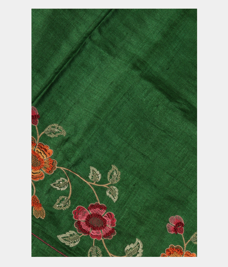 Green Tussar Embroidery Saree T263023-image