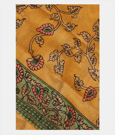 Yellow Tussar Printed Saree T283855-image