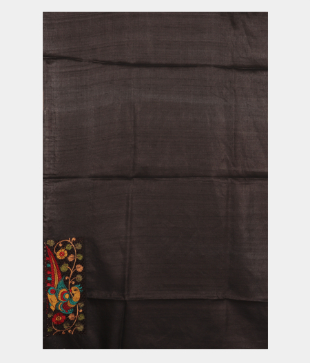 Black Tussar Cut Work Saree T2834723