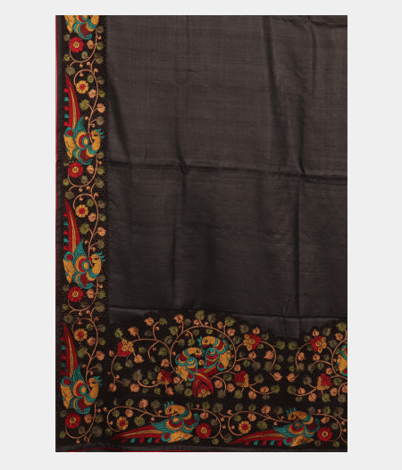 Black Tussar Cut Work Saree T2834724