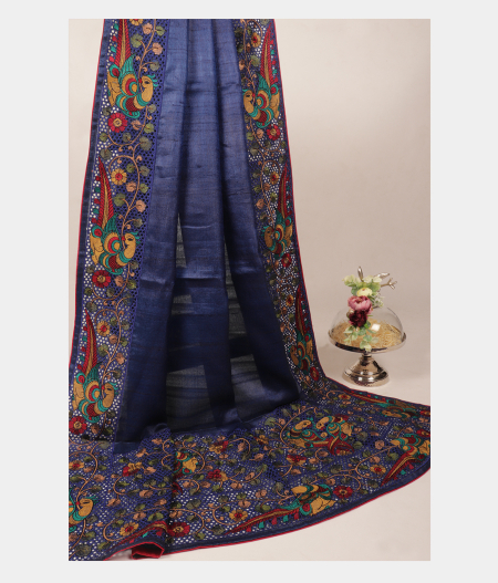 Blue Tussar Cut Work Saree T2834762