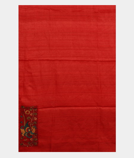 Red Tussar Cut Work Saree T2834743