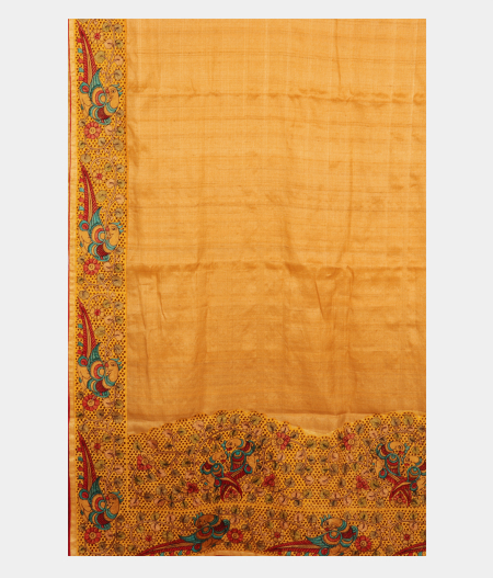 Yellow Tussar Cut Work Saree T2834754