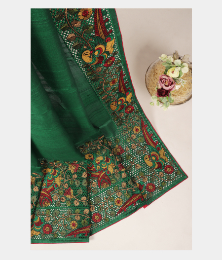 Green Tussar Cut Work Saree T283473-image
