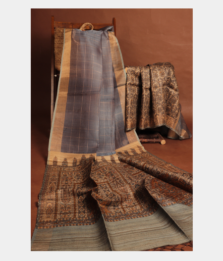Bluish Grey Woven Organza Saree T283123-image