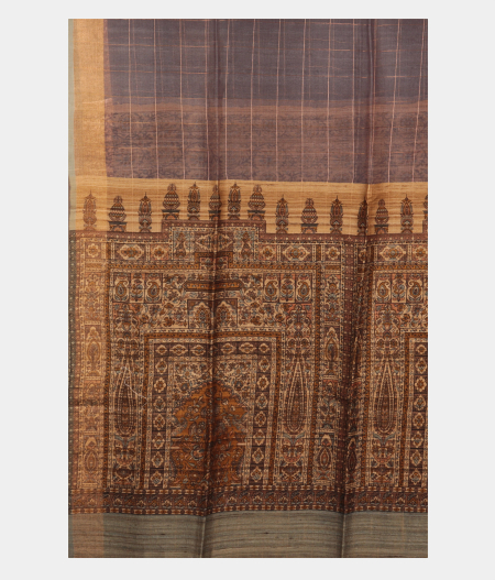 Bluish Grey Woven Organza Saree T2831234