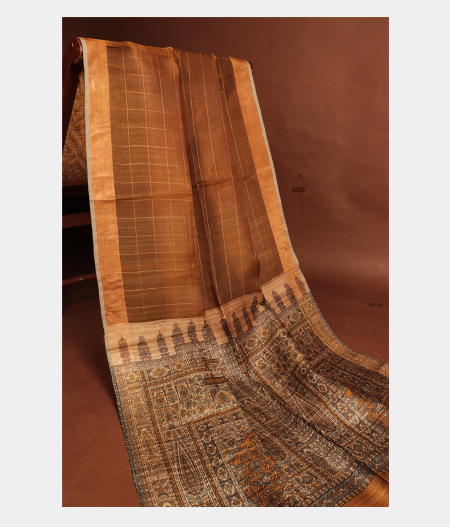 Brown Woven Organza Saree T2831152