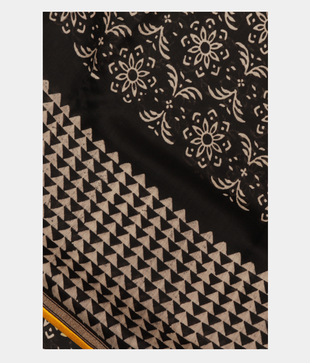 Black Soft Printed Cotton Saree T239608-image