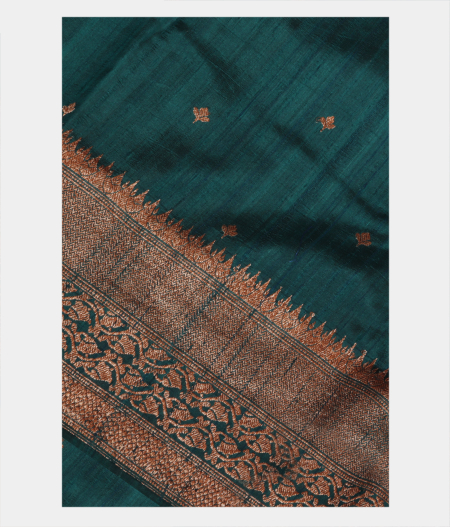 Peacock Blue Banaras Tussar Saree T284269-image