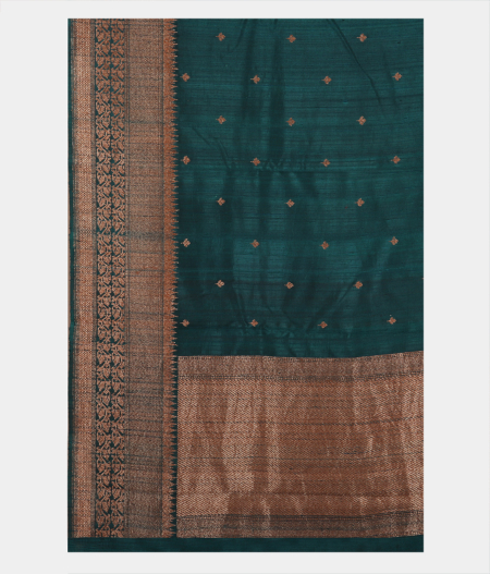 Peacock Blue Banaras Tussar Saree T2842694