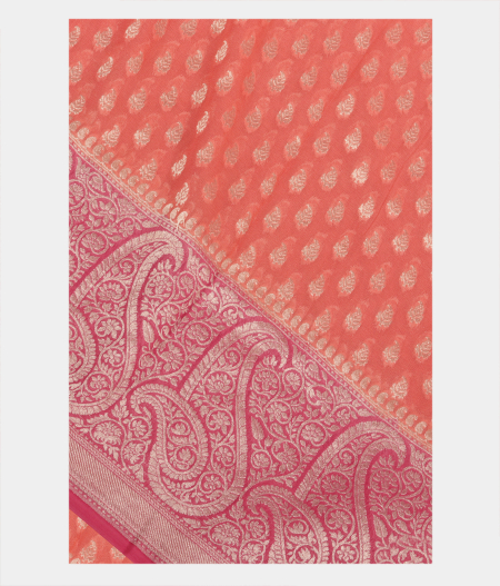 Peach Banaras Georgette Silk Saree T245476-image