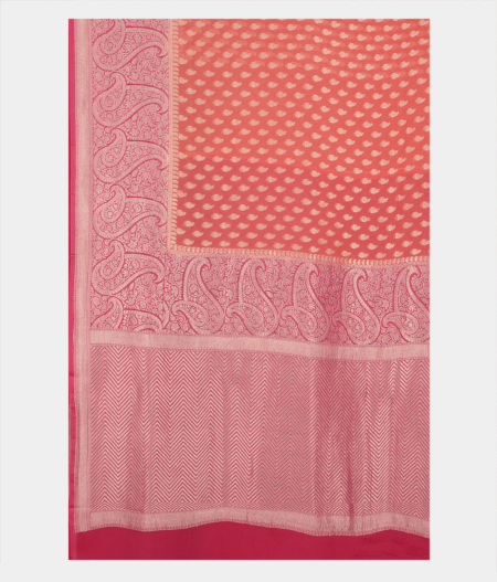 Peach Banaras Georgette Silk Saree T2454764