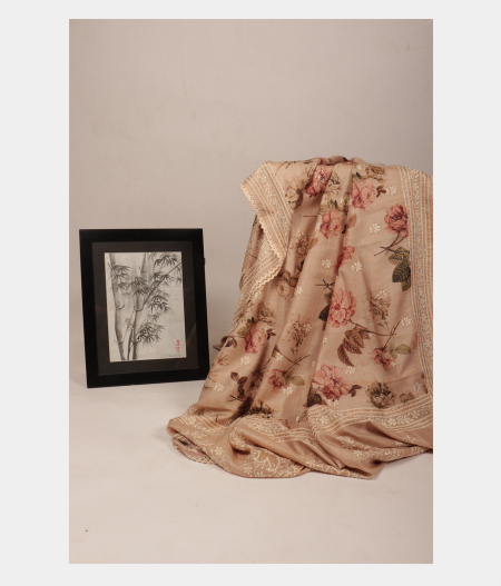 Beige Tussar Printed Saree T282680-image