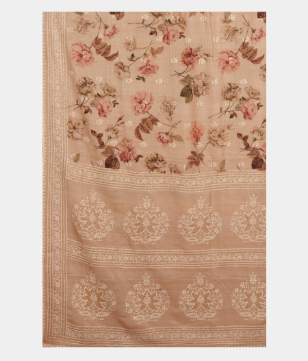 Beige Tussar Printed Saree T2826805