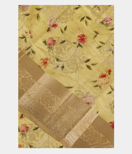 Greenish Yellow Chaniya Silk Saree T284625-image