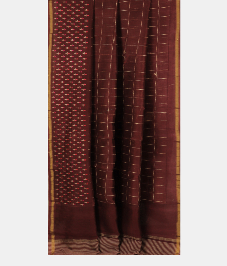 Deep Brown Soft Printed Cotton Saree T2809362