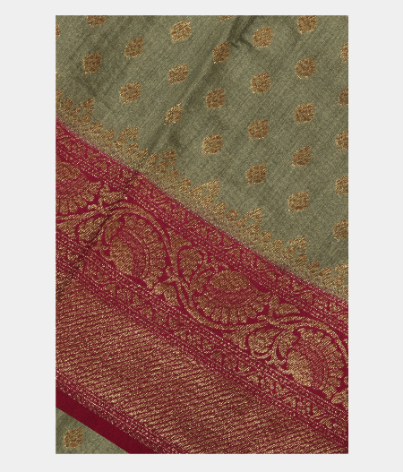 Greenish Grey Banaras Tussar Saree T284735-image